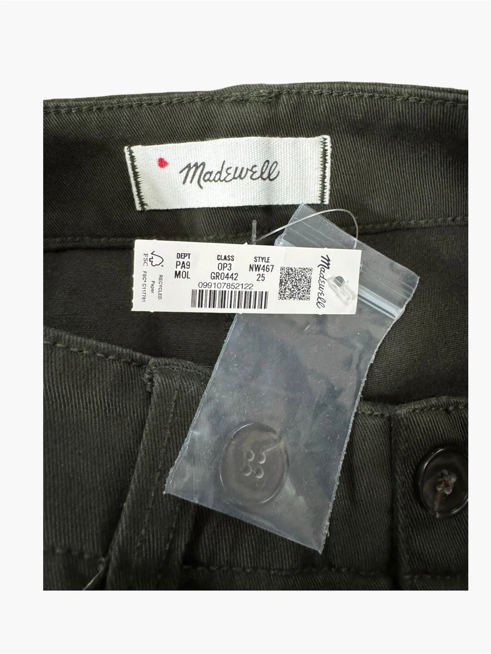 MADEWELL | NWT The Balloon Barrel Leg Pant in Midnight Olive, Size 25